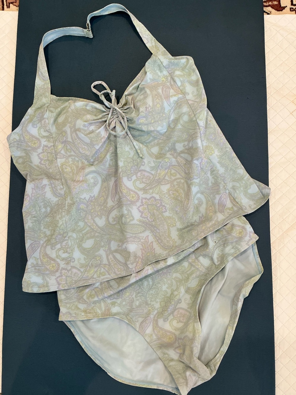 Motherhood Maternity Light Blue & Pastel Paisley Tankini Swim Suit